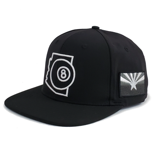 Arizona 8-Ball Black Stretch Fit Flat Bill Hat