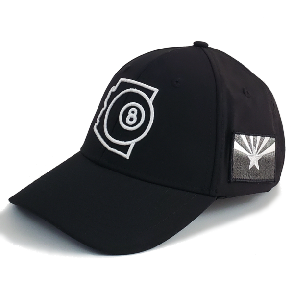 Arizona 8-Ball Black Stretch Fit Curved Bill Hat