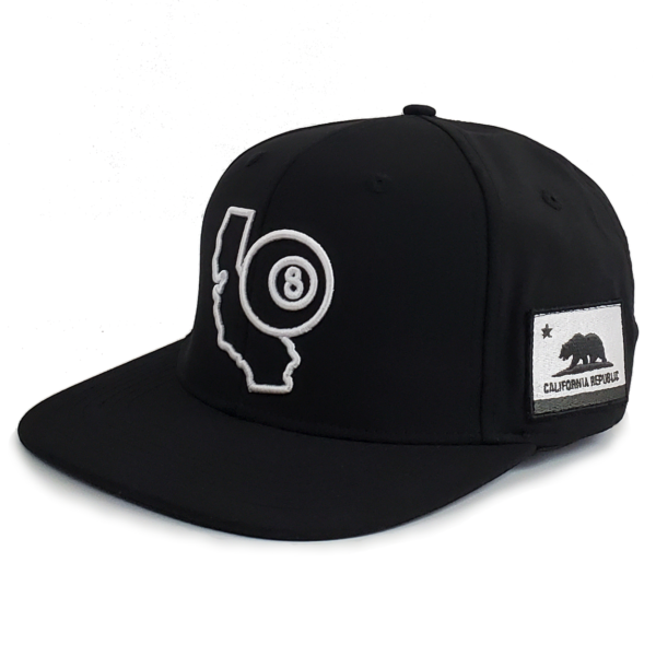 California 8-Ball Black Stretch Fit Flat Bill Hat