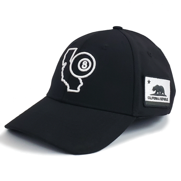 California 8-Ball Black Stretch Fit Curved Bill Hat