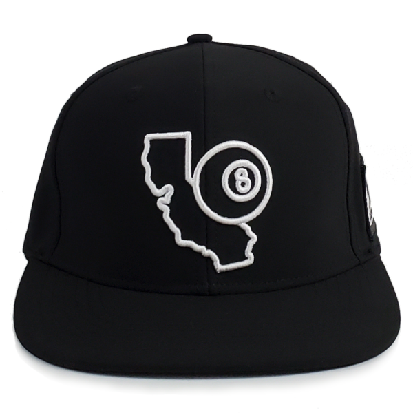 California 8-Ball Black Stretch Fit Flat Bill Hat - Image 2