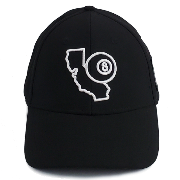 California 8-Ball Black Stretch Fit Curved Bill Hat - Image 2